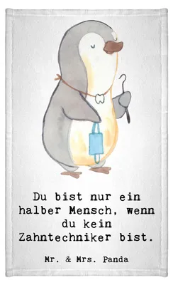 Produktbild von Mr. & Mrs. Panda Handtuch Zahntechniker Herz - Weiß - Geschenk, Frotteetuch, gäste wc, Gästetuch, badezimmer