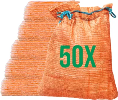 Immagine prodotto di Bazko 50 pezzi sacchi Raschel 35x50cm 5kg | arancione | sacchi a rete con coulisse sacco per patate sacco per cipolle sacco per legna da ardere sacco per legna da ardere