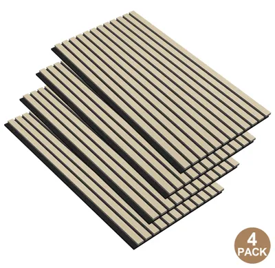 Produktbild von NAIZY Schallschutz Set MDF 4er Set 120x60cm 2,88m² Akustikpaneele Schallschutzplatten Schallabsorber Wandverkleidung Wohnzimmer Büro Heimkino Eiche Weiß