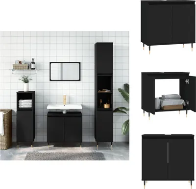 Obrázok produktu pre vidaXL Kúpeľňová skrinka čierna 58x33x60 cm materiál na báze dreva - Umývadlá do kúpeľne