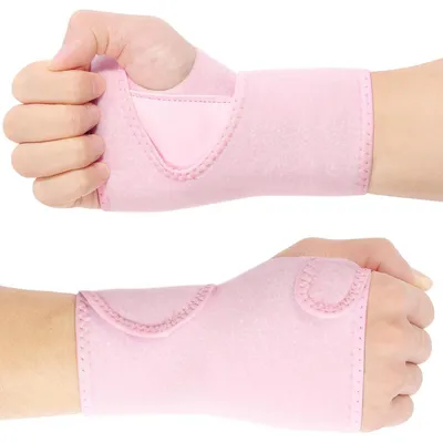 Produktbild von Handgelenk Bandagen 2 Stück mit Metallschiene atmungsaktiv für Damen und Herren rosa zur Verstauchungserholung