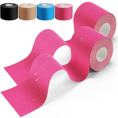 Productafbeelding van Kinesiotape, 2 rollen, 5m x 5cm, Physiotape Sport, huidvriendelijk, elastisch, waterbestendig - roze
