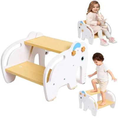 Obrázek produktu pro Skládací stolička, design 2 v 1, protiskluzové prvky, BÍLÁ