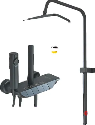Produktbild von Duschsystem, intelligentes digitales Display, Wasserfall- und Regeneffekte, schwarz