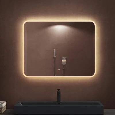 Immagine prodotto di doporro Specchio Bagno LED 90x70 cm Rettangolare Retroilluminato con Interruttore Tattile Dimmerabile 3 Colori Antifog in Vetro Temperato HD, Installazione Orizzontale o Verticale