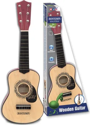 Produktbild von Bontempi Kids Holzgitarre mit 6 Saiten Schwarz 55 cm