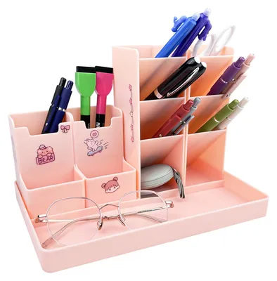 Produktbild von Schreibtisch-Organizer mit Stifthalter für Zuhause und Schule (rosa)