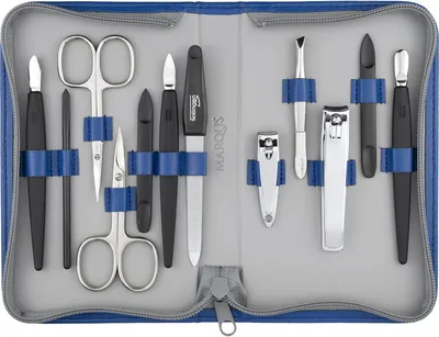 Produktbild von marQus Solingen Maniküre-Set 12-teilig – Kunstleder-Etui – Blau