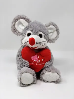Produktbild von Inware 6933 - Kuscheltier Maus mit Herz, 18 cm, Schmusetier