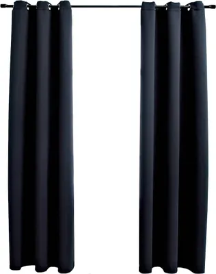 Produktbild von Verdunkelungsvorhänge mit Ringen 2 Stk. Schwarz 97x213 cm Stoff