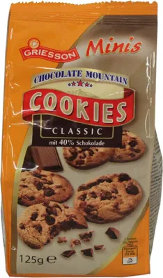 Produktbild von GRIESSON Chocolate Mountain Classic Cookies Mini Mürbegebäck 125g