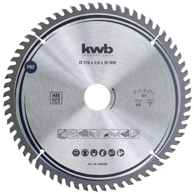 Obrázek produktu pro kwb kotoučová pila 216 x 30 mm Z 64 pro pracovní desky a dřevo
