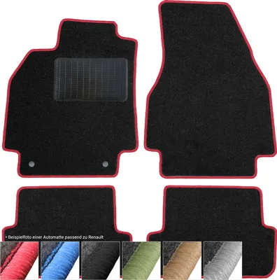 Immagine prodotto di moto-MOLTICO Tappetini Auto Velours Tappetini Auto Nero Set 4 pezzi adatto per Renault Clio III 2005-2011 (Rosso - cuciture decorative)