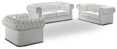 Image de Chesterfield Canapé rembourré en cuir classique 3+2+1 places Schaffhausen
