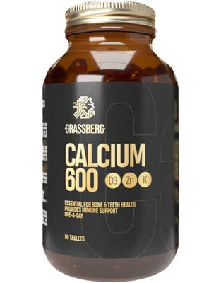 Produktbild von Grassberg Calcium 600 D3+Zn+K (90 Tabs) Unflavoured - Vitamine,  Mineralien & Gesundheit - Vitamine & Mineralien-Komplex