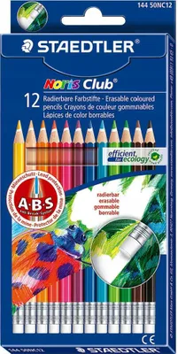 Produktbild von Staedtler Noris erasable 144 50, Schwarz, Blau, Bordeaux, Braun, Grün, Hellgrün, Malve, Navy, Orange, Pfirsich, Rot, Gelb, 12 Stück(e)