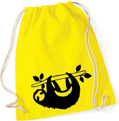 Produktbild von Huuraa Turnbeutel Faultier Silhouette 12 Liter Yellow Baumwolle Rucksack Geschenkidee