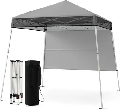 Produktbild von GOPLUS Pop-up Pavillon 2 x 2 m, höhenverstellbar, Gartenpavillon mit Seitenwänden, Tragetasche, 4 Heringe, Faltpavillon mit Sonnenschutz  wasserfest