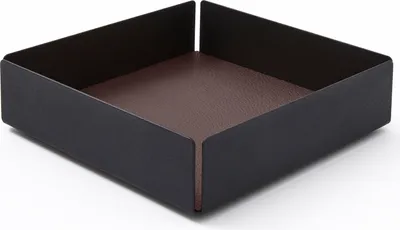 Produktbild von Taschenleerer Struktur aus Schwarzem Stahl cm 14.5 x 14.5 x H.4 - Boden aus Echtem Leder Dunkel Braun - Hergestellt in Italien
