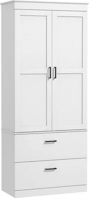 Immagine prodotto di Mobile da cucina, mobile alto con ripiani regolabili, 2 cassetti, buffet da cucina per sala da pranzo, soggiorno, 75 x 39 x 178 cm, bianco crema