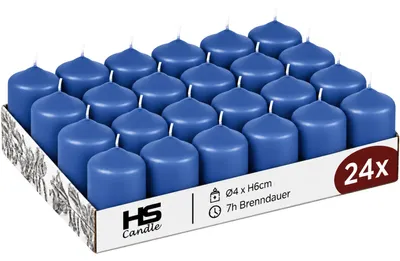 Immagine prodotto di Candele cilindriche, diametro 4 cm x altezza 6 cm, colore blu, confezione da 24