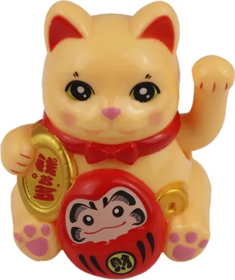 Produktbild von Glückskatze Mini Maneki-neko Schutz Schild beige Solar 5cm Winkekatze Lucky cat