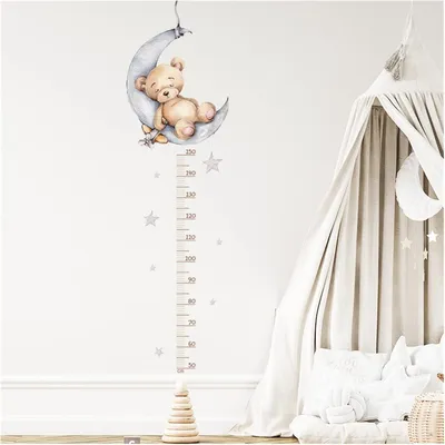 Produktbild von Wandaufkleber „Mondbär“ – Plüsch-Wachstumsmesslatte für Schlafzimmer, Kinderzimmer