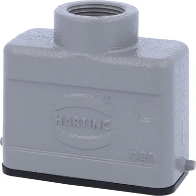Produktbild von HARTING Han 10A Tüllengehäuse niedrig, 1xPG13,5 gerader Kabelabgang, für 1 Bügel (am Unterteil) Verschraubung PG13,5