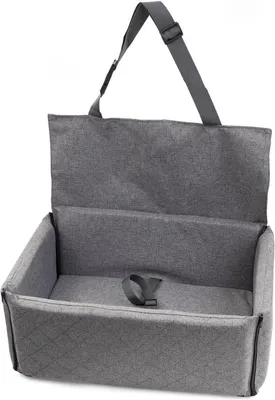 Produktbild von Hundeautositz mit Bezug | Sitz für mittlere und große Hunde | Rückbank, Beifahrersitz | Hundebett, Hundetasche | Polyester (Leinenimitat) | Farbe: Grau | Größe: L (74x54 cm)