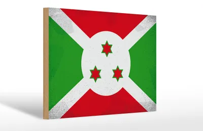 Produktbild von Holzschild Flagge Burundis 30x20cm Flag of Burundi Vintage