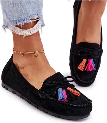Produktbild von Wildlederloafer mit Schleife und Fransen Schwarz Dorine 37