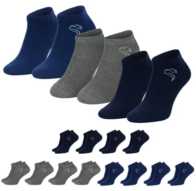 Produktbild von 12 Paar Sneaker Socken für Damen & Herren - Kurze Halbsocken aus Baumwolle - Atmungsaktiv & Bequem - Sportsocken & Laufsocken Dunkelblau/Blau/Grau-43/46