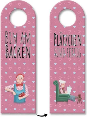 Produktbild von Bin am backen oder Plätzchen sind fertig lustiger Türhänger mit Oma Motiv