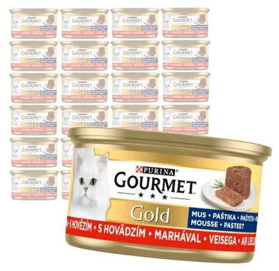 Produktbild von Purina Gourmet Gold Mousse mit Rindfleisch 24x85g Nassfutter für Katzen