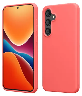 Produktbild von kwmobile Handyhülle für Samsung Galaxy S24 FE Hülle - Case Silikon - Kabelloses Laden - Schutzhülle Cover in Neon Koralle