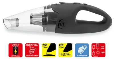 Zdjęcie produktu dla HEYNER® Odkurzacz bezprzewodowy Odkurzacz samochodowy Odkurzacz ręczny Odkurzacz stołowy Odkurzacz bezworkowy z filtrem HEPA
