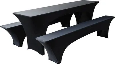 Zdjęcie produktu dla Pokrowce na namioty piwne, zestaw 3-częściowy, szerokie dachy namiotowe do namiotów imprezowych, ławka piwna (czarna, stół 50 cm)