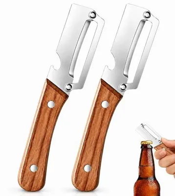 Produktbild von Gemüseschäler 2-in-1 – Schälmesser aus Edelstahl – Ergonomischer Holzgriff – Kartoffelschäler – Obst- und Gemüseschäler – Komfortabler Griff