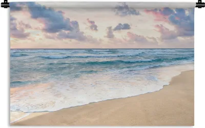 Produktbild von MuchoWow® Wandteppich Wandbehang Strand - Wolken - Pastell 90x60 cm Tapisserie Dekoration Wandtuch - Wandskulpturen - Bildteppich