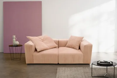 Produktbild von DOMO Collection Sofa 800011, 2 Sitzer, Rechteckig, individuell kombinierbar, Cord Couch, Couchgarnitur, 216 x 108 x 69 (BxTxH), rose