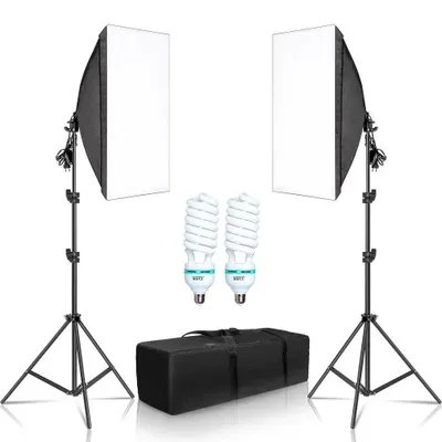 Obrázok produktu pre Sada softboxov s nastaviteľným stojanom, viacerými adaptérmi a žiarovkami s výkonom 135 W