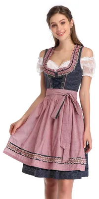 Produktbild von YesFashion Trachtenkleid Damen Dirndl Kurz Midi 3tlg. fš¹r -DREI Teilig: Kleid, Bluse, Schš¹rze Dunkelblau 36