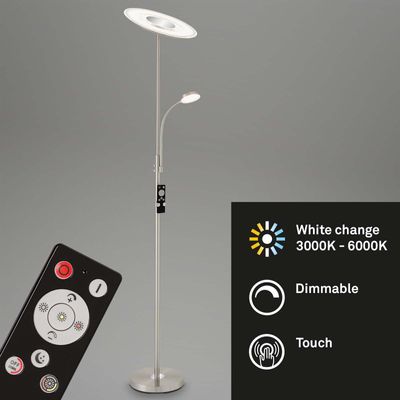 BRILONER AGILED LED Stehlampe, Fernbedienung, Dimmbar, Schwenkbar, CCT Farbtemperatursteuerung, matt-nickel, 28 x 180 cm