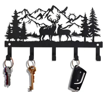 Schlüsselhalter Metall 8 Haken Hirschmotiv Flur