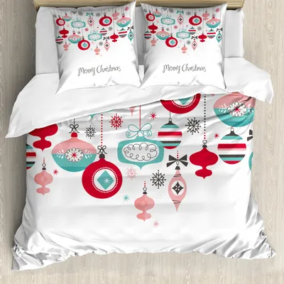 Produktbild von ABAKUHAUS Weihnachten Bettbezug Set für Einzelbetten, Noel Saison Element, Milbensicher Allergiker geeignet mit Kissenbezug, 200 cm x 200 cm - 80 x 80 cm, Mehrfarbig