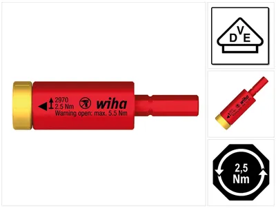 Produktbild von Drehmomentadapter easy Torque electric 2,5 Nm 59mm Sechskant 6mm Bl.WIHA