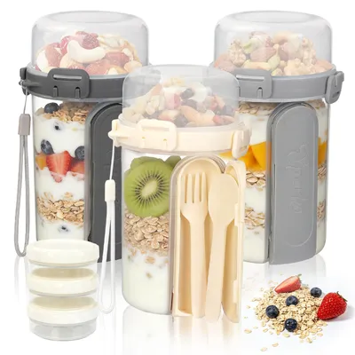 Müslibecher To Go 3er-Set, 810 ml, spülmaschinengeeignet, auslaufsicher