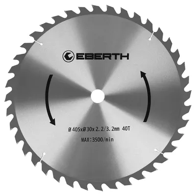 Immagine prodotto di Lama per sega circolare EBERTH Lama per sega circolare in acciaio con denti in metallo duro per tagli in legno (diametro 405 mm, foro 30 mm, spessore lama 2,2 mm)