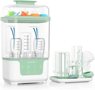 Image de Stérilisateur et séchoir pour biberons Momcozy – Capacité de 6 biberons – Stérilisateur compact 4 en 1 pour biberons