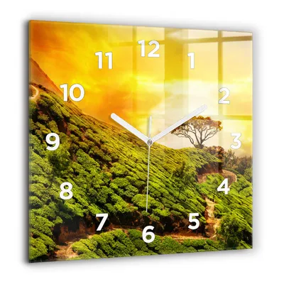Produktbild von Wallfluent Große Wanduhr – Stilles Quarzuhrwerk - Uhr Dekoration Wohnzimmer Schlafzimmer Küche - Zifferblatt - weiße Zeiger - 60 cm - Tee-Hügel